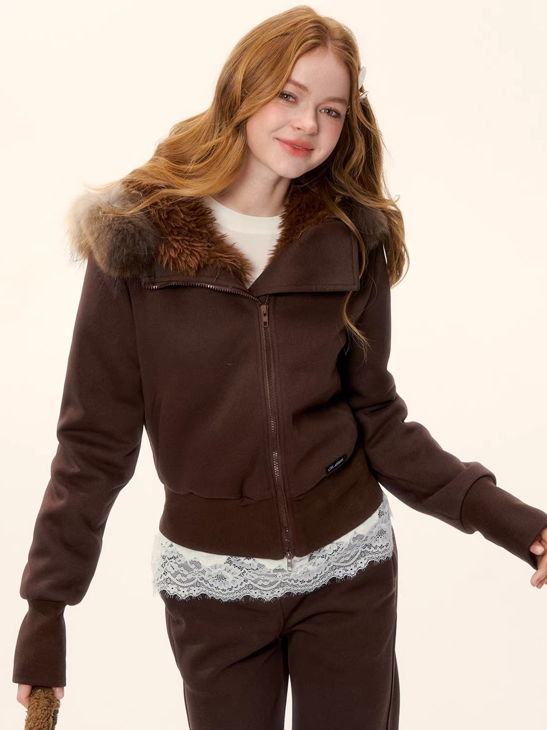 Vintage Hooded Sweatshirt &amp; Flared Sweatpants Set