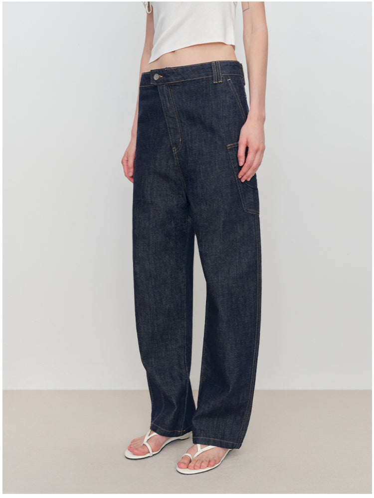 Micro Raw Denim Low-Rise Jeans
