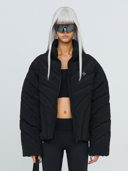 Black &amp; Silver Hurricane Oversized Down Jacket