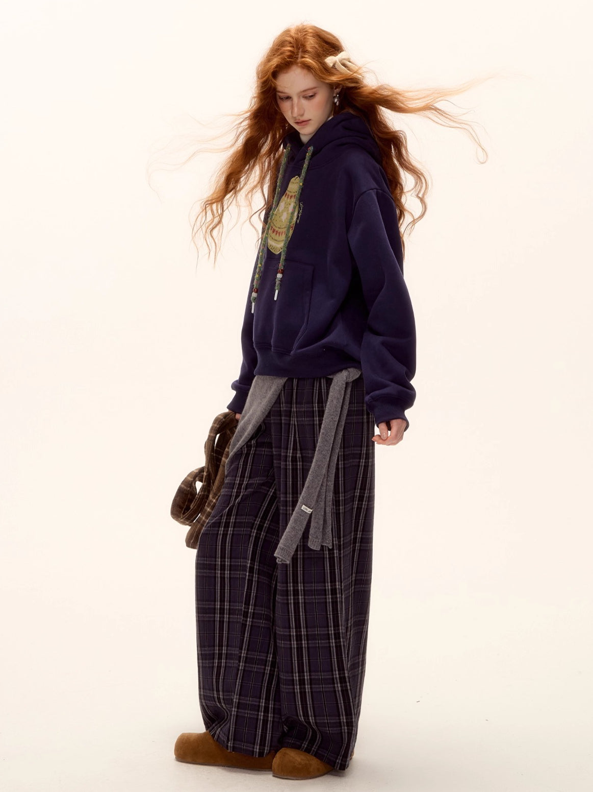 Brushed Fair Isle Knit Hoodie