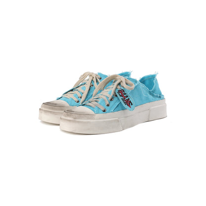 Distressed Platform Backless Canvas Sneakers