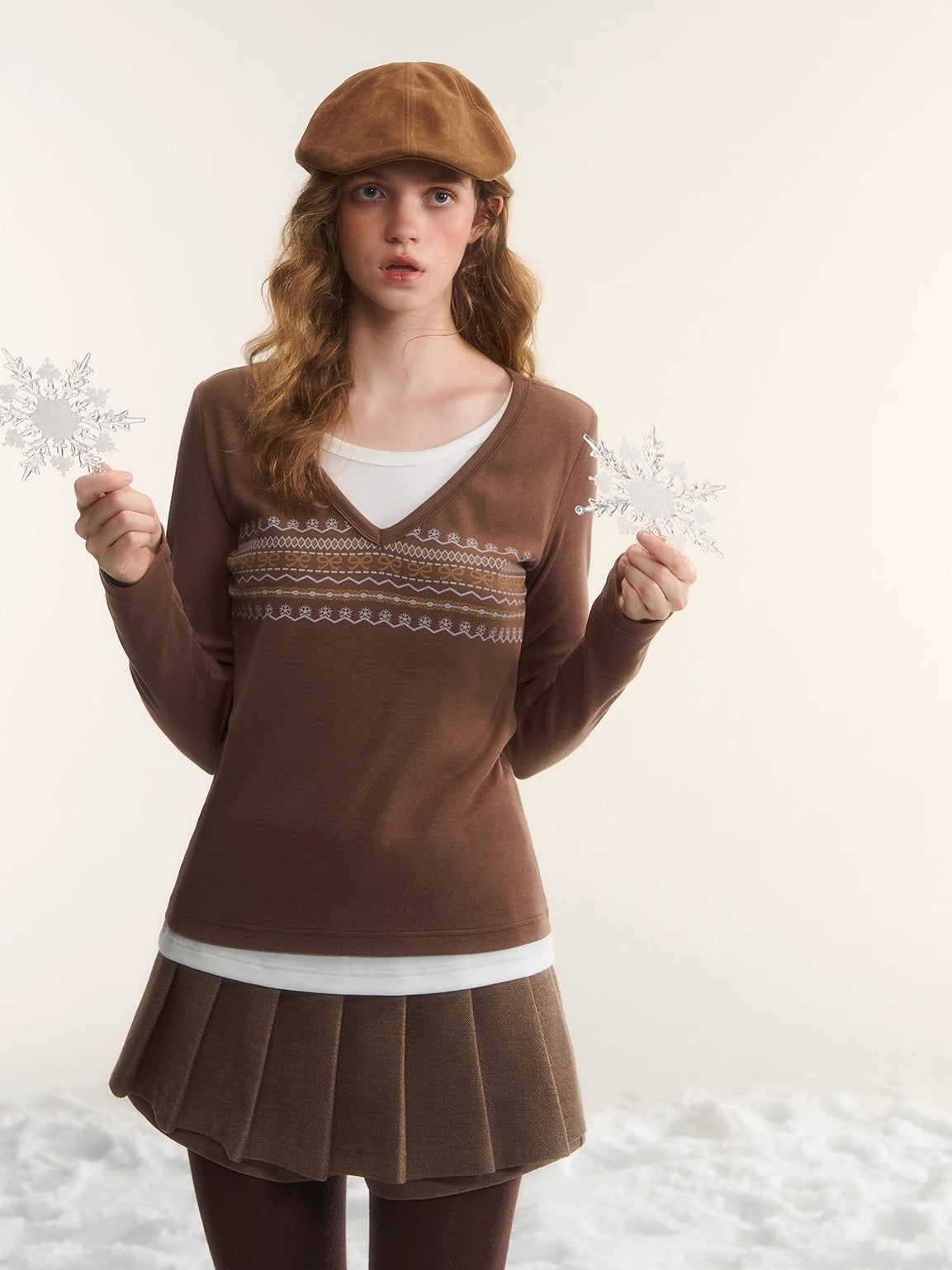 Contrast-Layered Long-Sleeve Tee