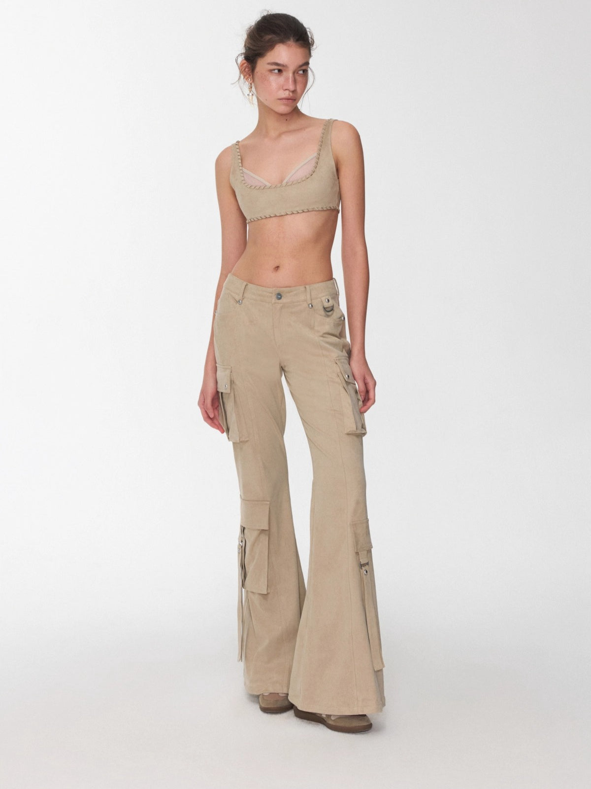 Studded Pocket Flared Utility Pants