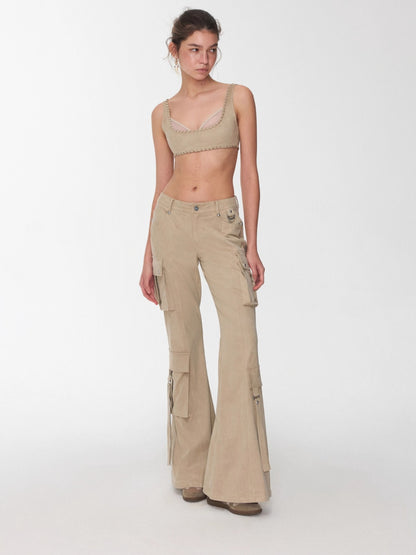 Studded Pocket Flared Utility Pants