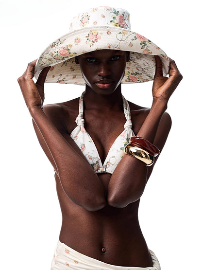 Floral-Printed Sun Hat