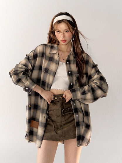 Black &amp; Blue Vintage Plaid Shirt - CHINASQUAD