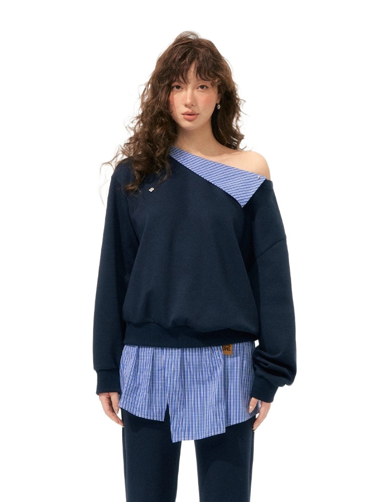 Detachable Spliced Collar Sweatshirt