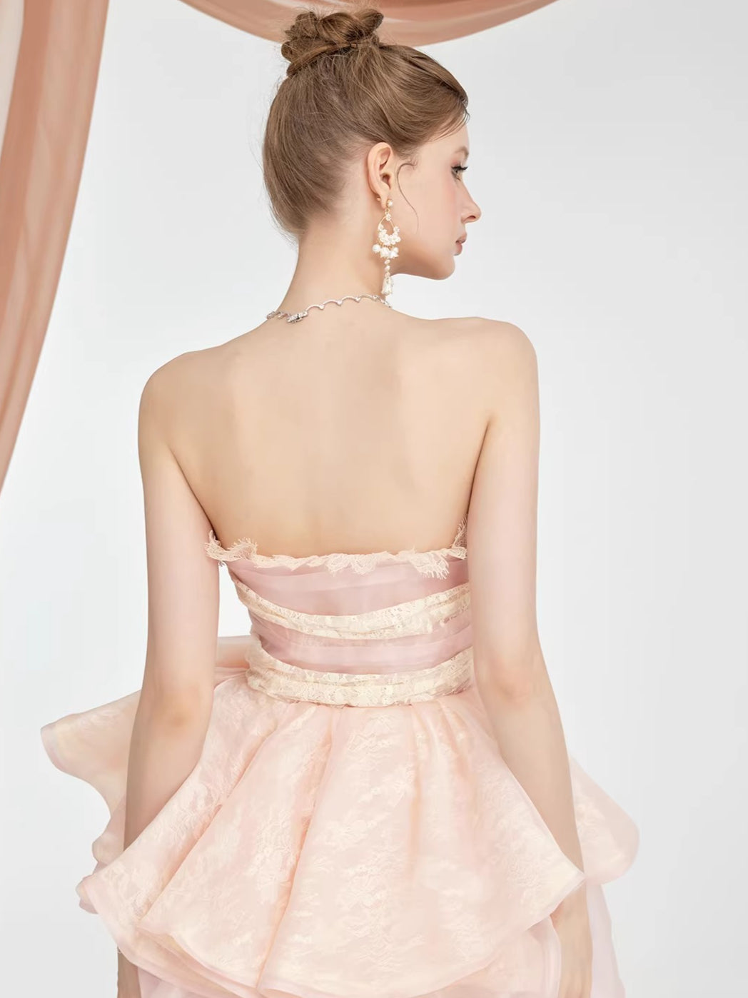 Puff Skirt &amp; V-Neck Bandeau Two-Piece Set