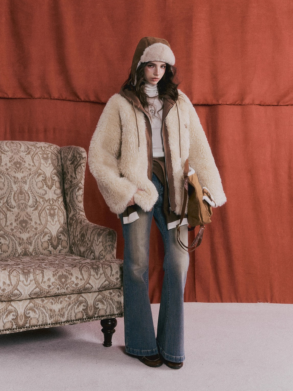 Faux Shearling Patchwork Oversized Jacket
