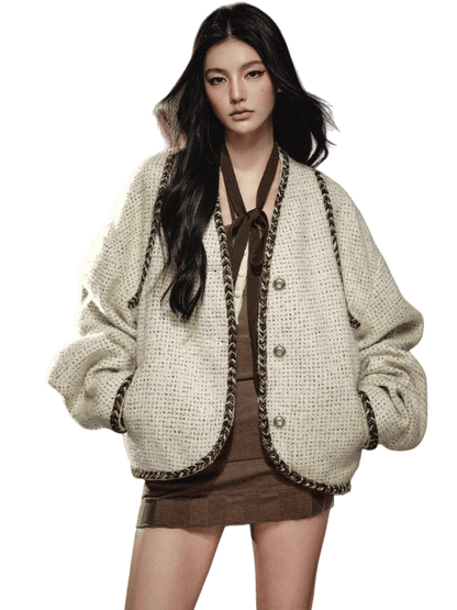 Wool-Blend Batwing Cardigan Jacket