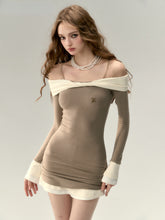 Khaki Lace 2-in-1 Slim Mini Dress - CHINASQUAD