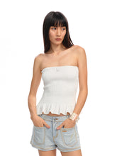 Ruffled Textured Strapless Vest - CHINASQUAD