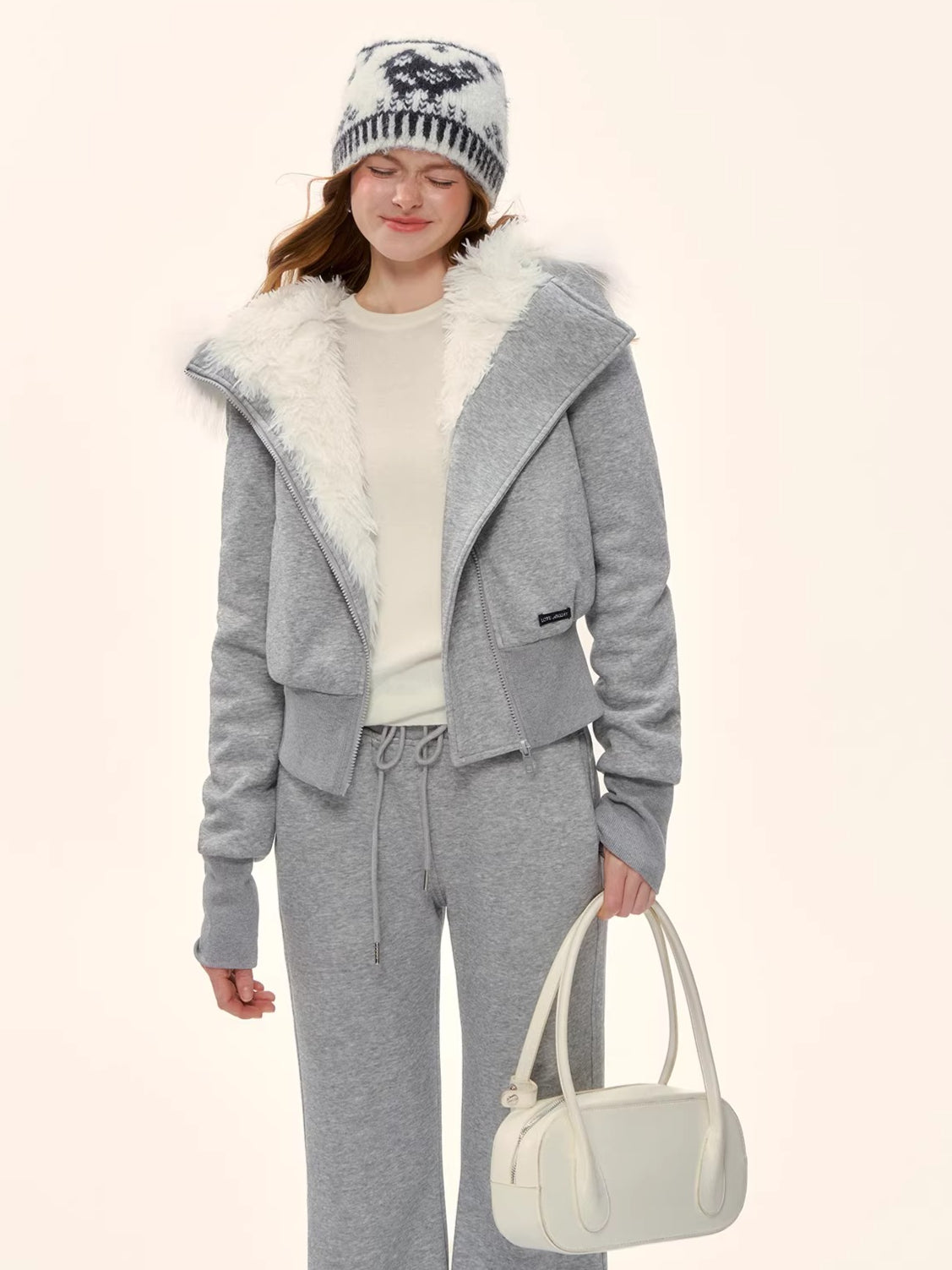 Vintage Hooded Sweatshirt &amp; Flared Sweatpants Set