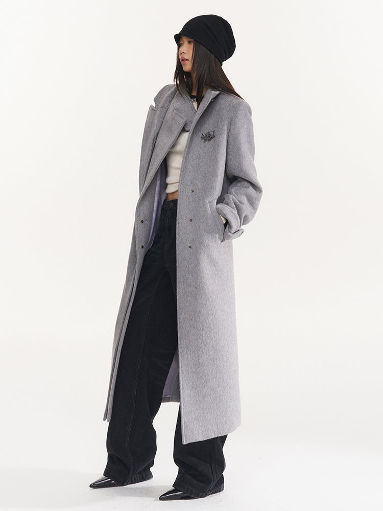 Grey Wool Blend Overcoat