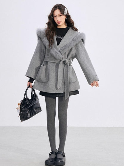 Oversized Wool-Blend Wide-Collar Coat