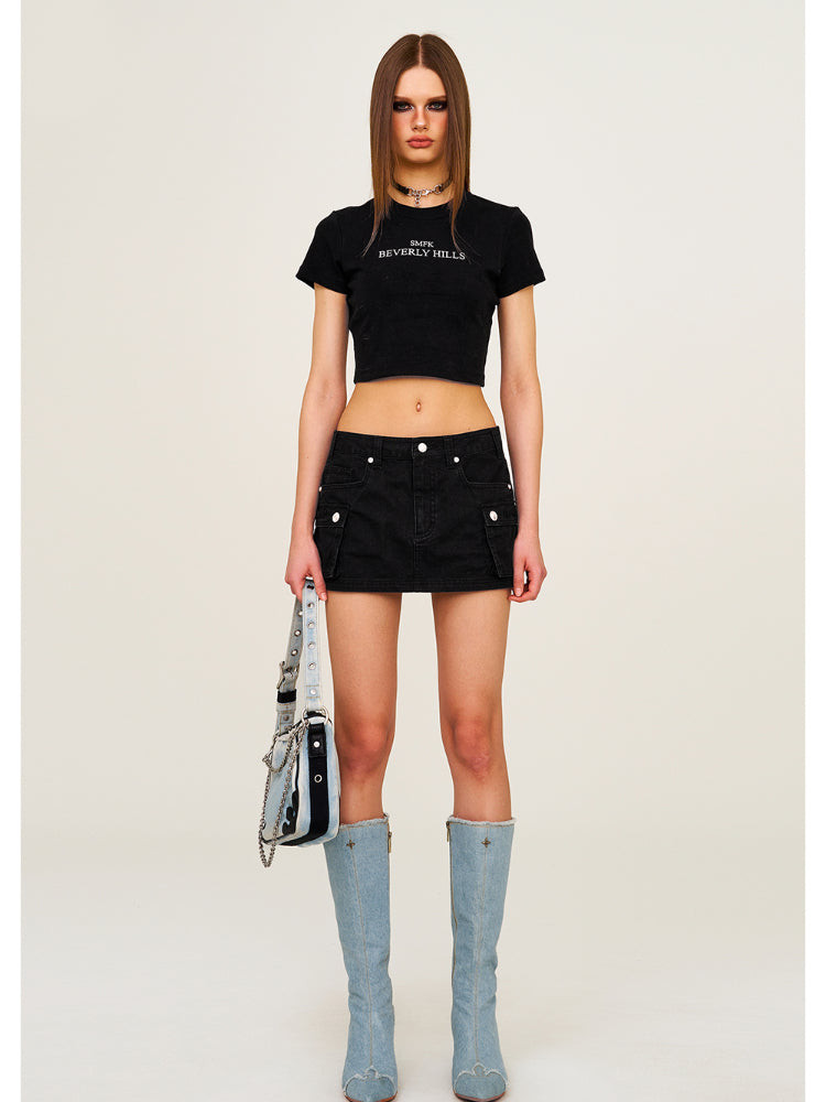 Straight - Shoulder Cropped Movie - Subtitle Short - Sleeve Tee