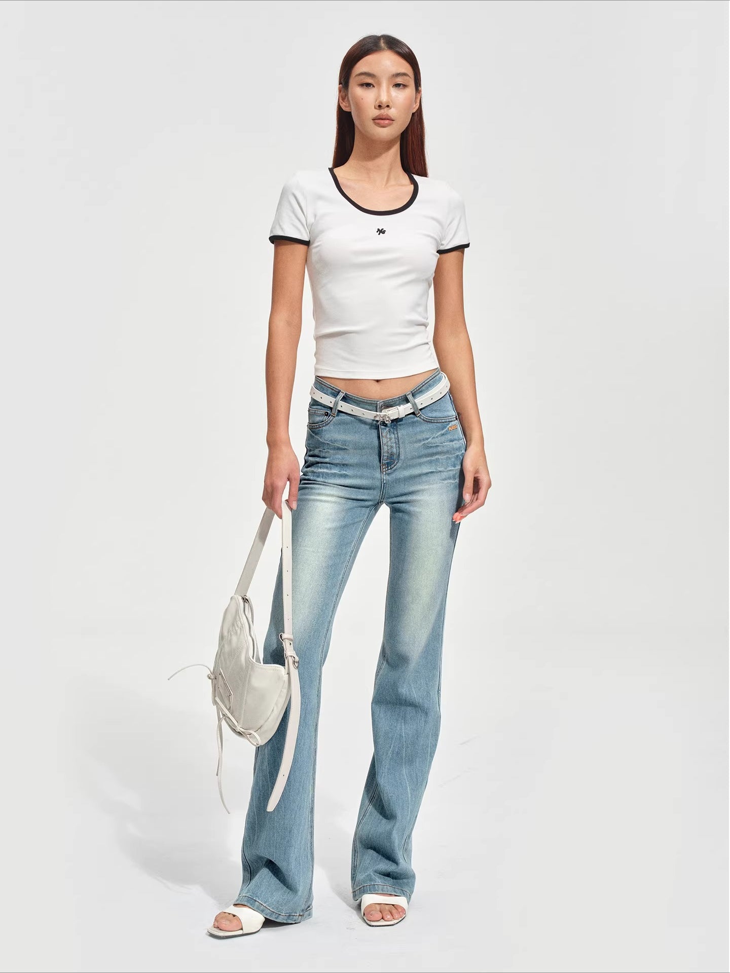 Ribbed Crewneck Fitted Sports T-Shirt