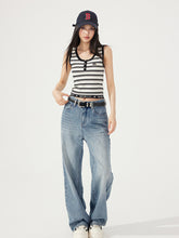 U-neck Striped Knitted Vest - CHINASQUAD