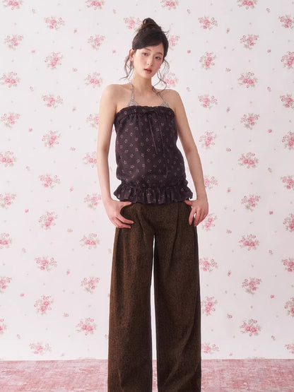 Vintage Floral Halter Tie Camisole