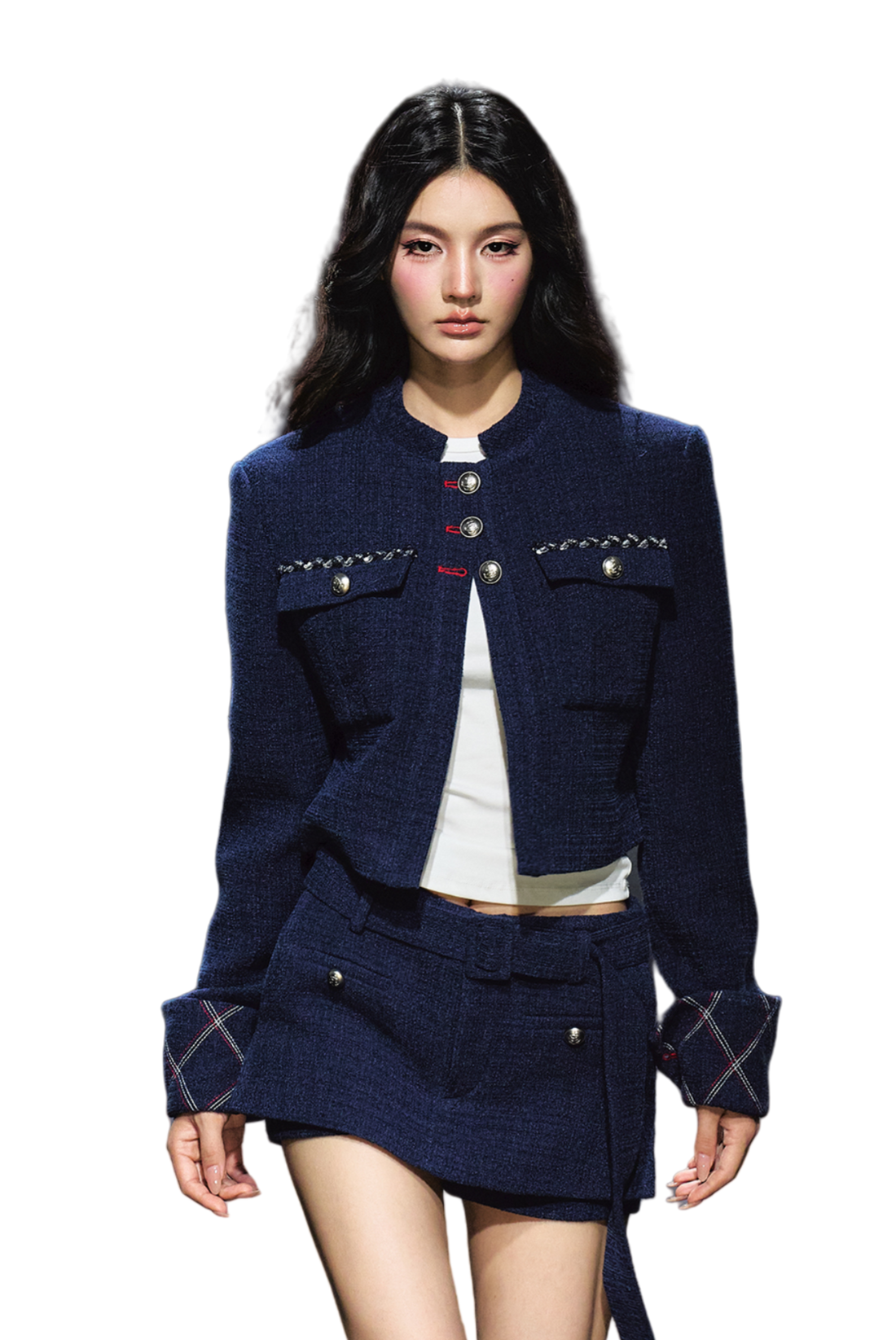 Quilted Stitch Jacket &amp; A-Line Skirt Set