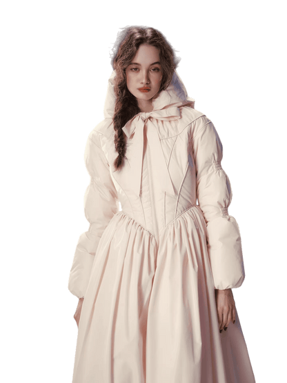 French Pink Tailored Long Down Coat