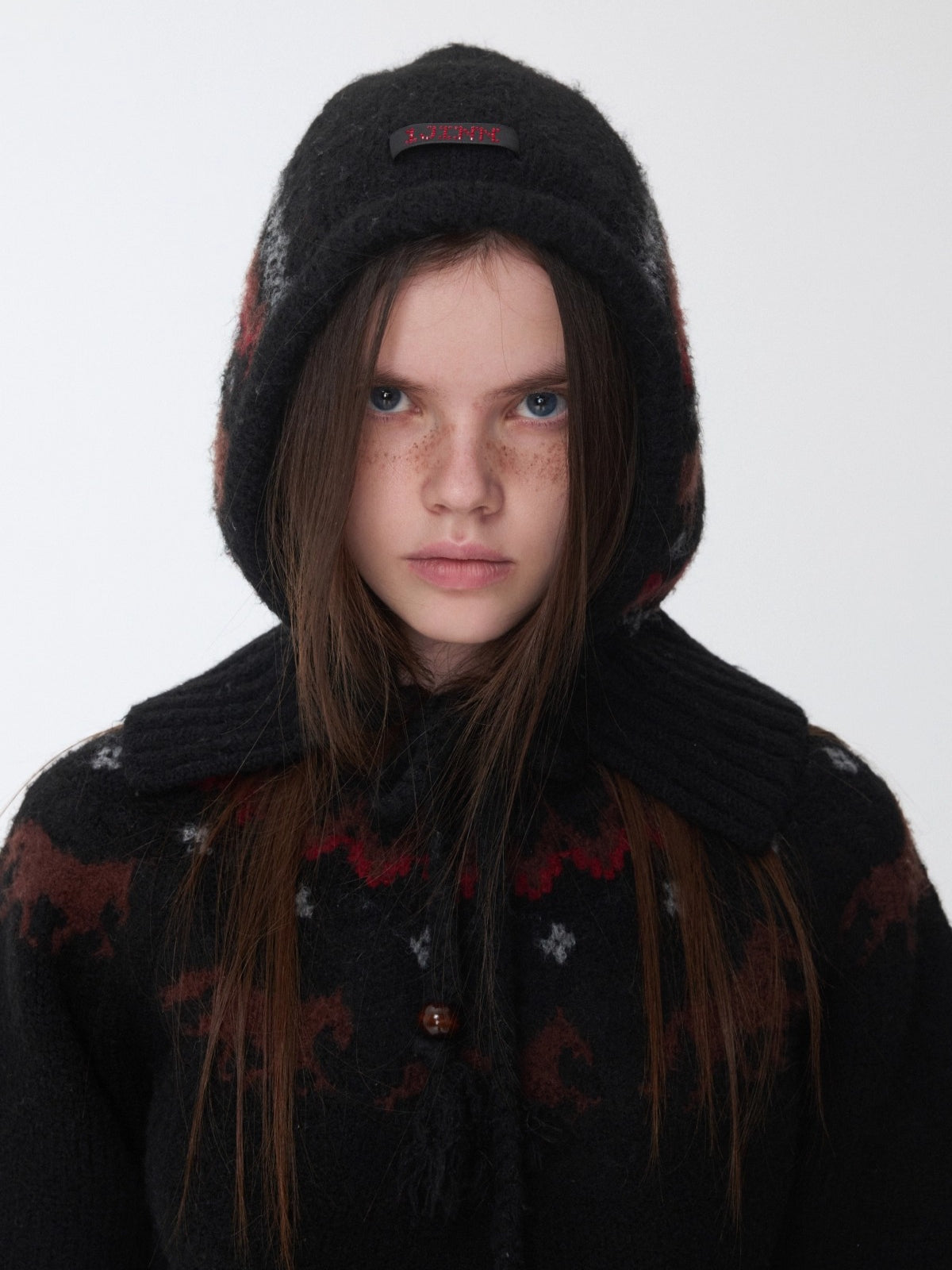 Fair Isle Pony Jacquard Knit Balaclava Hat