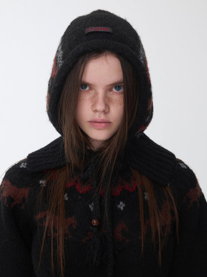 Fair Isle Pony Jacquard Knit Balaclava Hat