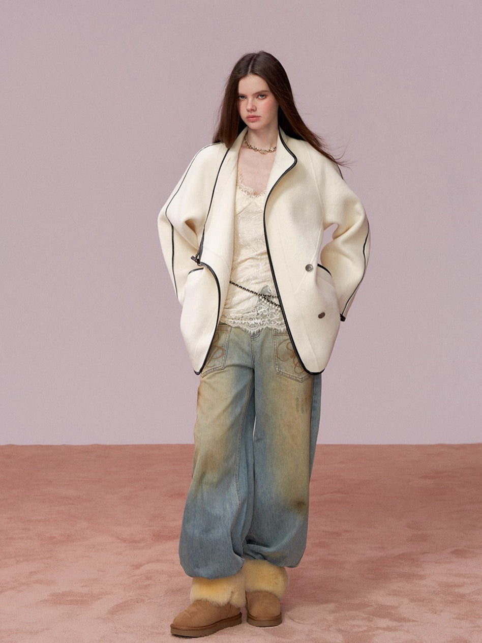 Vintage Shearling-Wool Double-Faced Coat