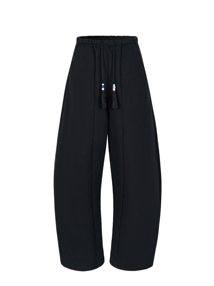 Fleece-Lined Scimitar Wide-Leg Sweatpants