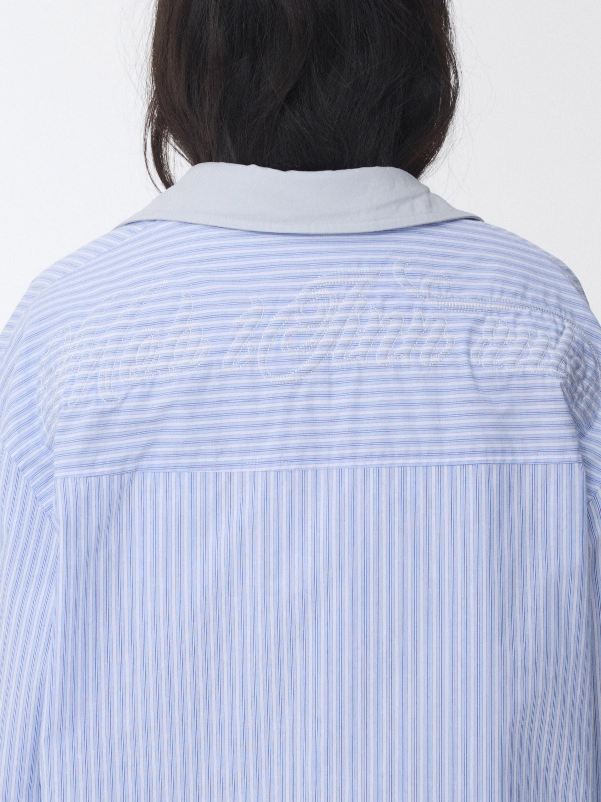 Embroidered Striped Reversible Jacket Set