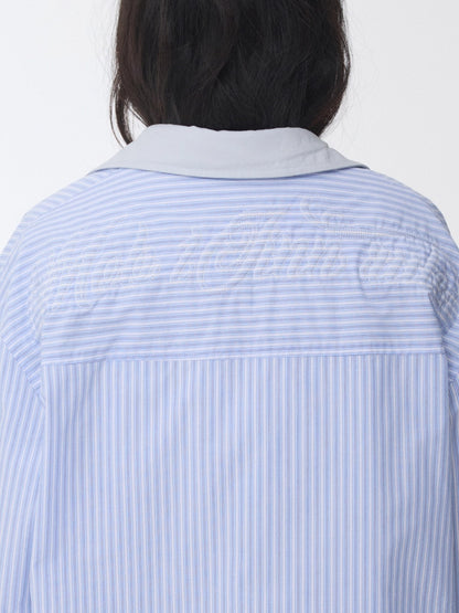 Embroidered Striped Reversible Jacket Set