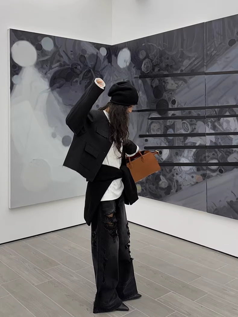 Black-Whisker Straight-Leg Denim Jeans