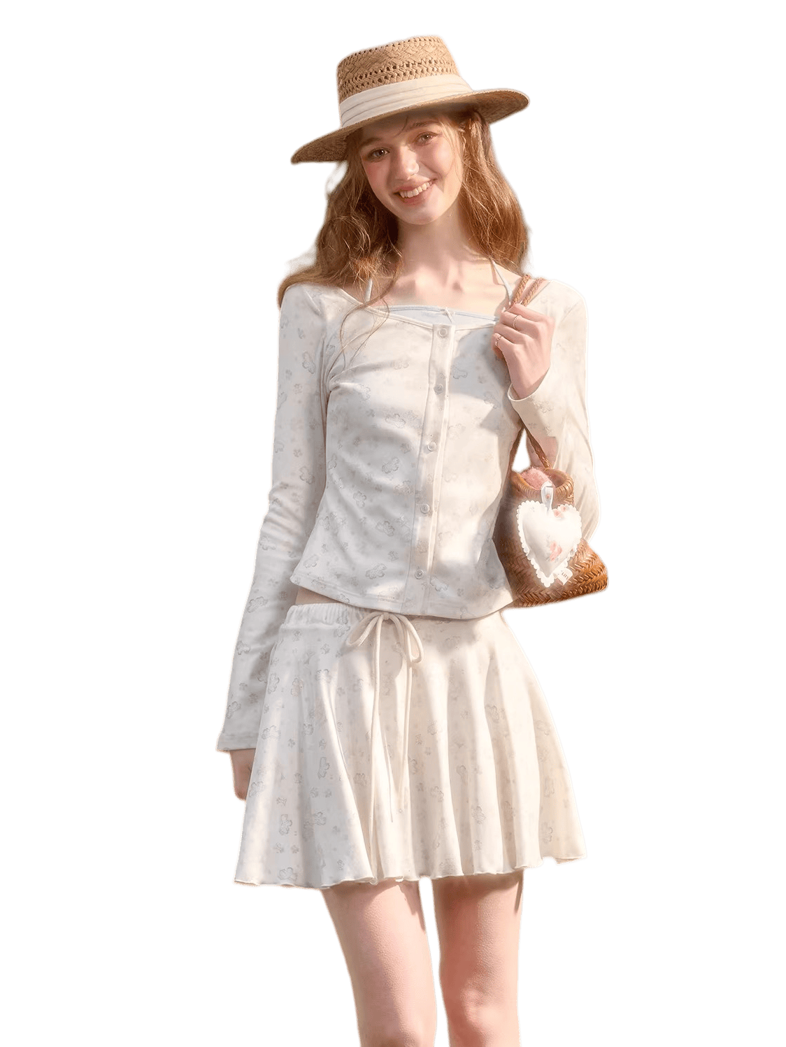 Amusement Park Printed Cardigan &amp; Skirt Set