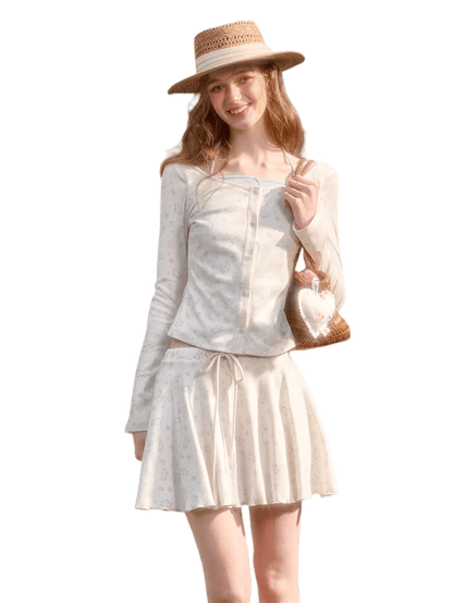 Amusement Park Printed Cardigan &amp; Skirt Set