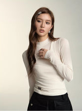 White & Khaki  2-in-1 Wool sweater - CHINASQUAD