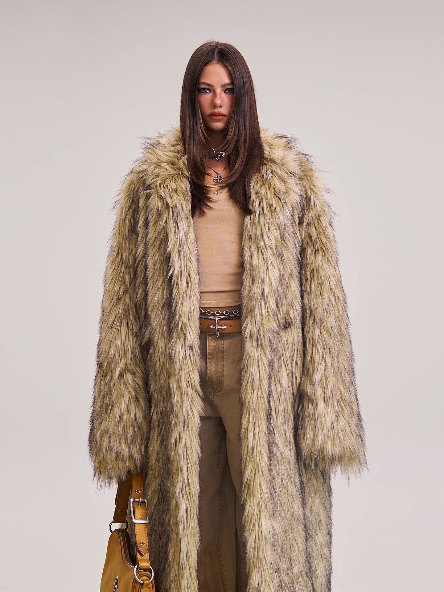 Cross Relic Wilderness Hunter Long Faux Fur Coat