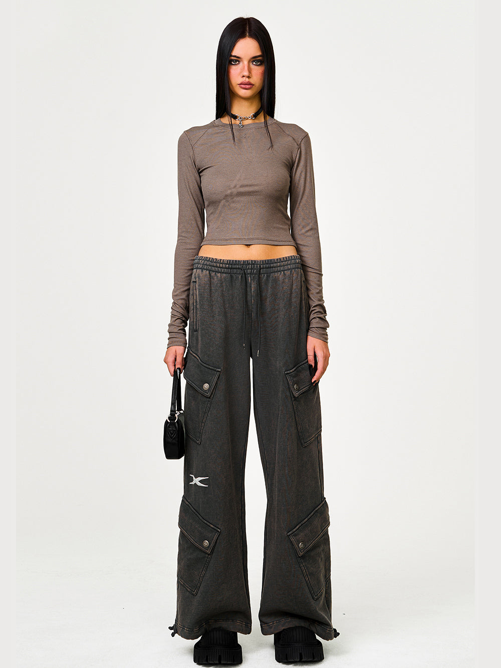 Black Enhanced Wide-Leg Pant