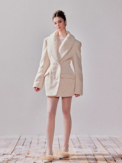Cedar White Tea Shearling Belted Jacket