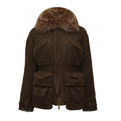 Detachable Fur Collar Utility Down Jacket