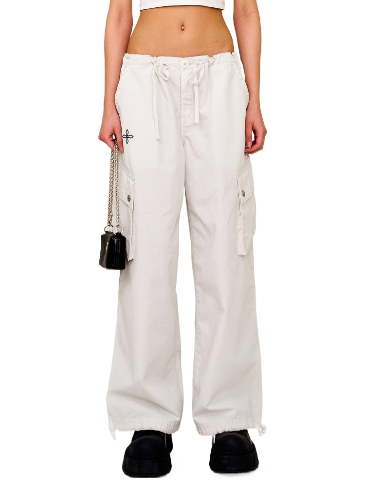 Drawstring - Adjustable Wide - Leg Utility Pants