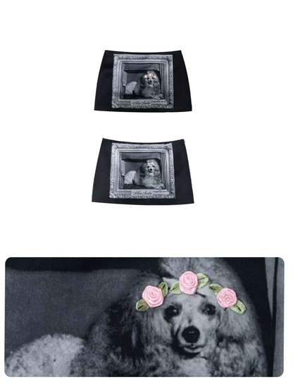 Vintage Frame Dog Satin Mini Skirt 1Jinn Studio
