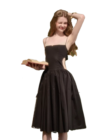 Pure Noir Cotton French Vacation Dress