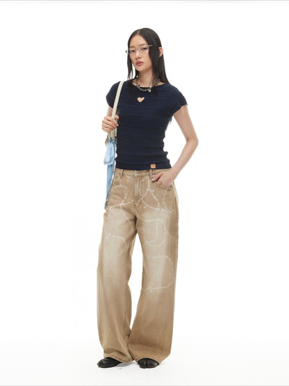Beverly Washed Wide-Leg Denim Trousers