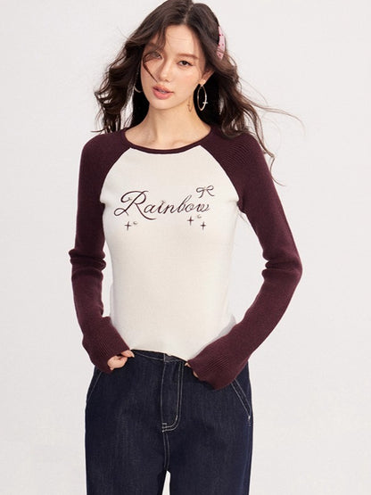 Contrast-Embroidered Raglan T-Shirt
