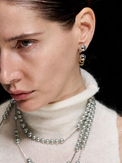 Reshaped Romance Layered Silver Pearl Asymmetric Mermaid Necklace