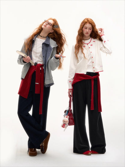 Solid Knit Tie-Front Shoulder Shawl
