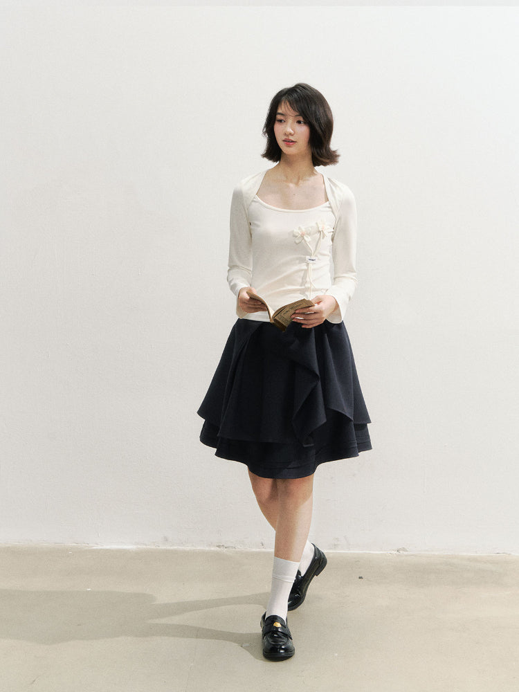 Structural Bow Mini Skirt - CHINASQUAD