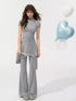 One Shoulder Irregular Slanted Pleat T-shirt & Pants Set - CHINASQUAD