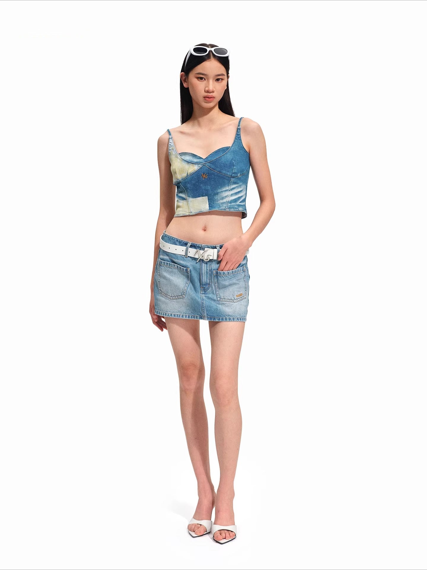 Equestrian Contrast Panel Denim Camisole
