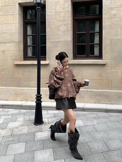 Oversized Hooded Zip-Up Sweatshirt